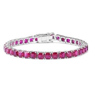 Ruby round tennis braslet with white 18crt gold